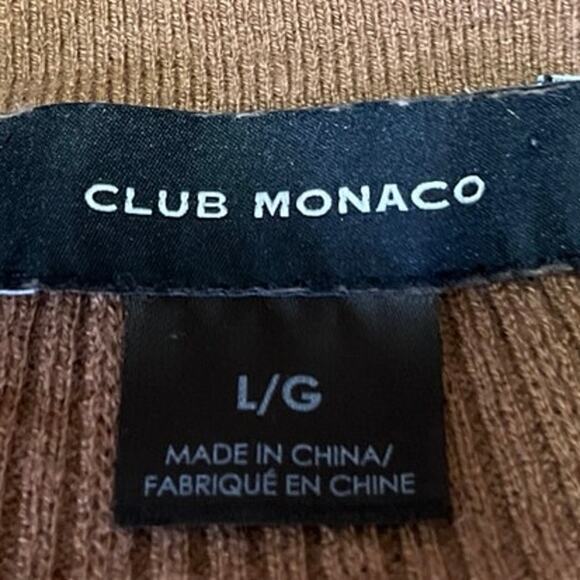 Club Monaco Men's Brown Rib Knit Long Sleeve Collared V-Neck Sweater Top Size L - Picture 3 of 4